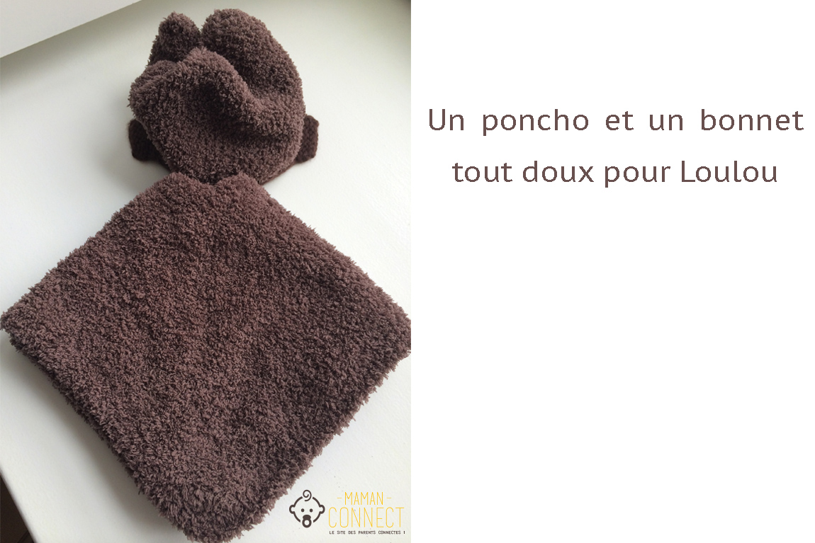 Ensemble poncho et bonnet tricot